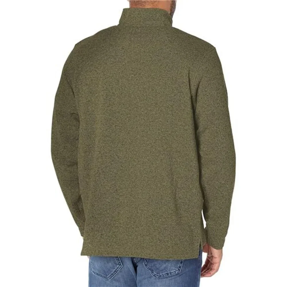 Wrangler Authentic Olive Night Long Sleeve Fleece‎ Quarter Zip Sweater for Men